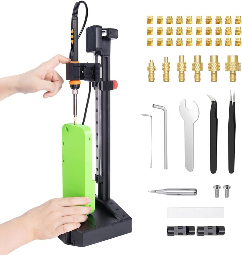 Mintion Vertical Heat Set Insert Tool Pressing Machine with 90W Soldering Iron, Heat Set Tips M2-M8, 30PCS Brass Nuts Threaded Inserts for 3D Printed Part (Nutopress Pro) - Image 2